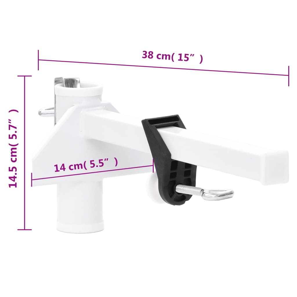 vidaXL Clemă de umbrelă pentru balcon, alb, 38 mm, oțel vidaXL Clemă de umbrelă pentru balcon, alb, 38 mm, oțel