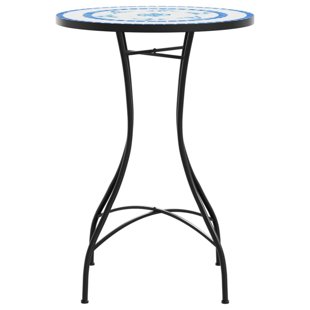 vidaXL Masă de bistro, albastru și alb, Ø50x70 cm, ceramică, mozaic vidaXL Masă de bistro, albastru și alb, Ø50x70 cm, ceramică, mozaic
