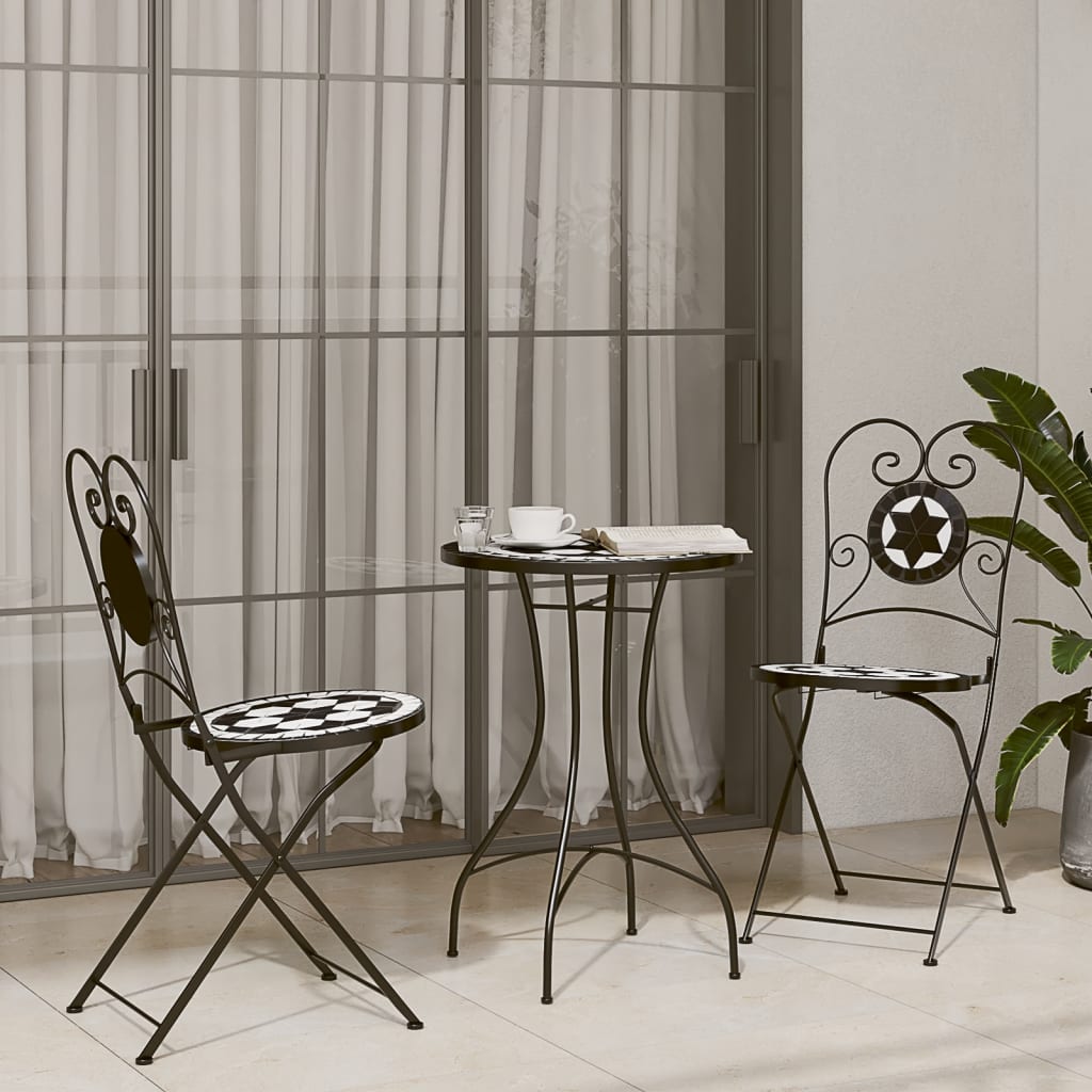 vidaXL Masă de bistro, negru și alb, Ø50x70 cm, ceramică, mozaic vidaXL Masă de bistro, negru și alb, Ø50x70 cm, ceramică, mozaic