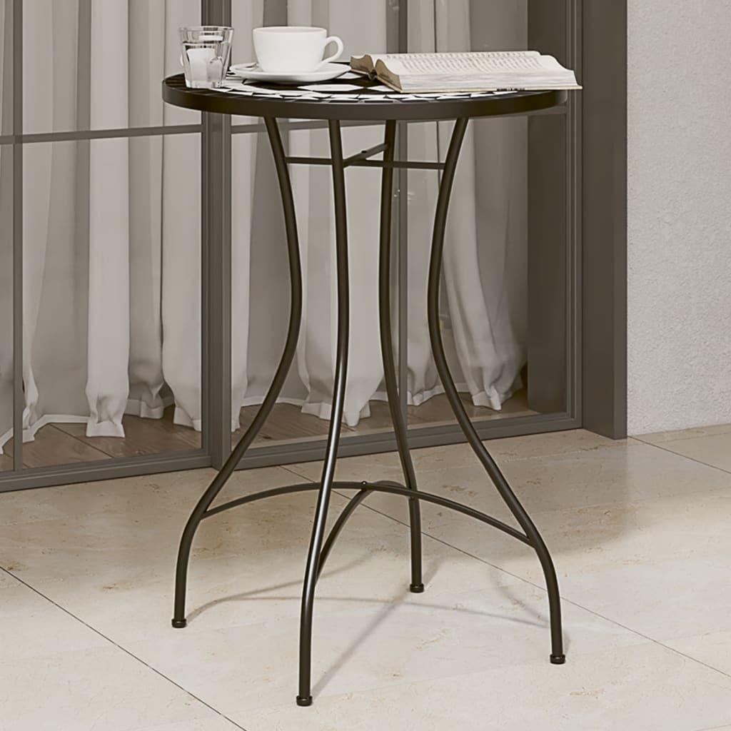 vidaXL Masă de bistro, negru și alb, Ø50x70 cm, ceramică, mozaic vidaXL Masă de bistro, negru și alb, Ø50x70 cm, ceramică, mozaic