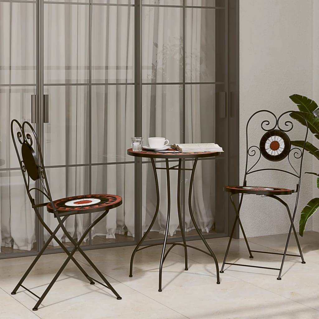 vidaXL Masă de bistro mozaic, cărămiziu și alb, Ø50x70 cm, ceramică vidaXL Masă de bistro mozaic, cărămiziu și alb, Ø50x70 cm, ceramică