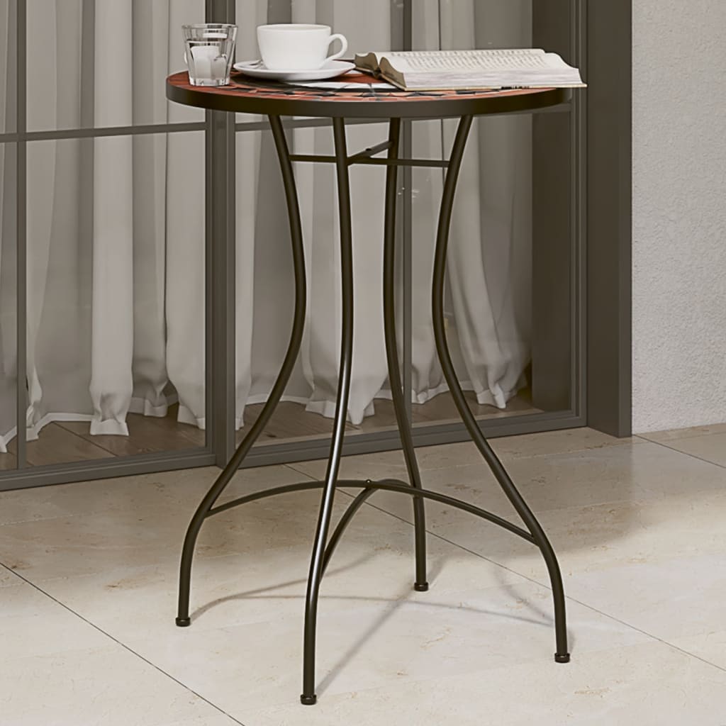 vidaXL Masă de bistro mozaic, cărămiziu și alb, Ø50x70 cm, ceramică vidaXL Masă de bistro mozaic, cărămiziu și alb, Ø50x70 cm, ceramică