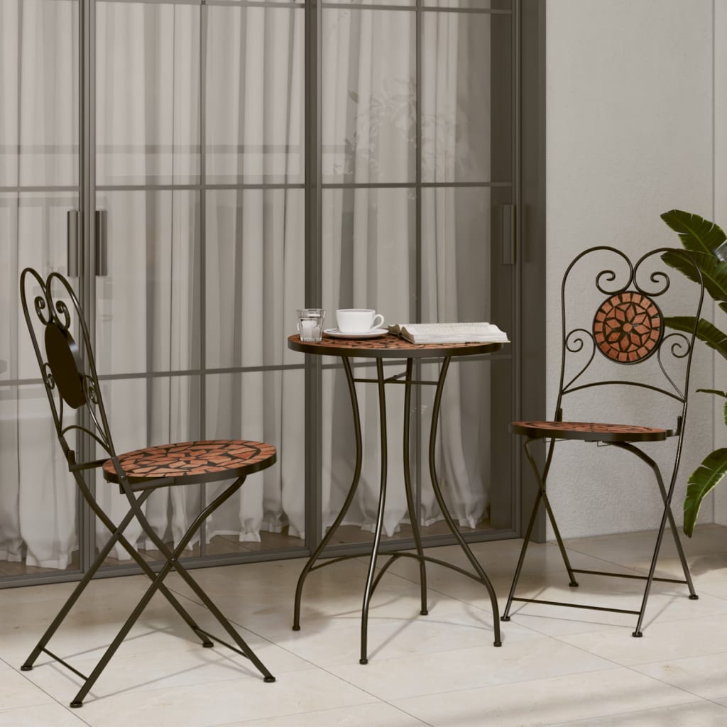 vidaXL Scaune de bistro pliabile, 2 buc., cărămiziu, ceramică vidaXL Scaune de bistro pliabile, 2 buc., cărămiziu, ceramică