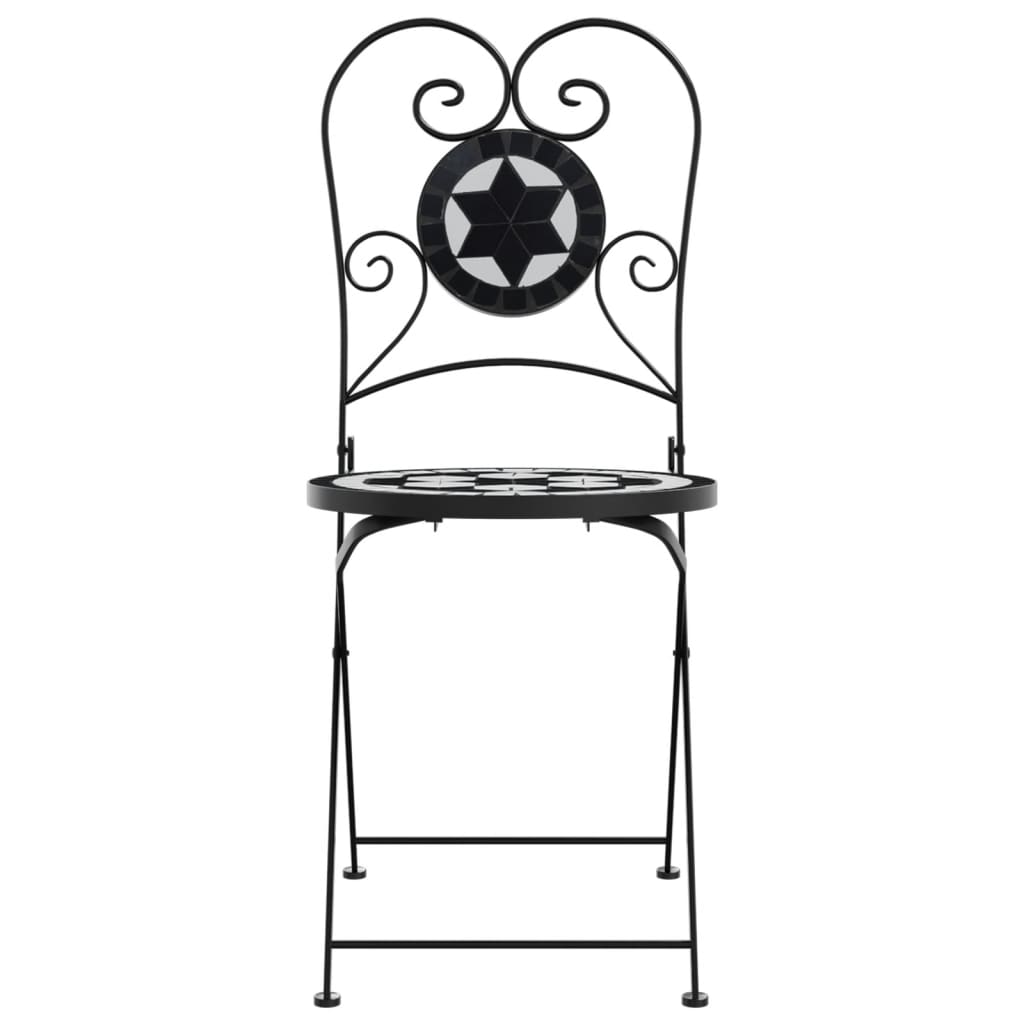 vidaXL Scaune de bistro pliabile, 2 buc., negru și alb, ceramică vidaXL Scaune de bistro pliabile, 2 buc., negru și alb, ceramică