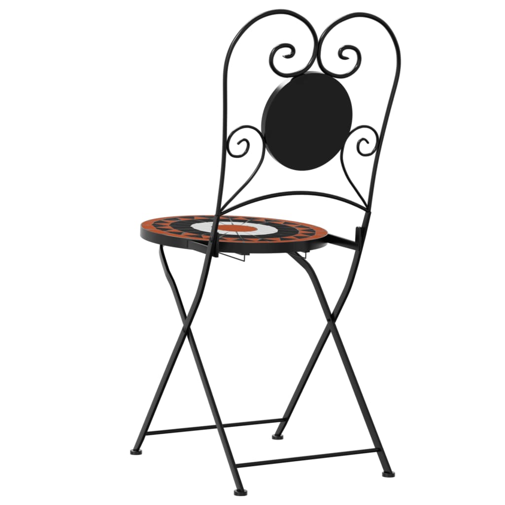 vidaXL Scaune de bistro pliabile, 2 buc., cărămiziu și alb, ceramică vidaXL Scaune de bistro pliabile, 2 buc., cărămiziu și alb, ceramică