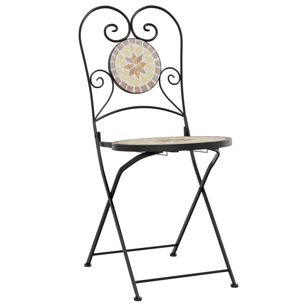 vidaXL Scaune de bistro pliabile, 2 buc., cărămiziu și alb, ceramică vidaXL Scaune de bistro pliabile, 2 buc., cărămiziu și alb, ceramică