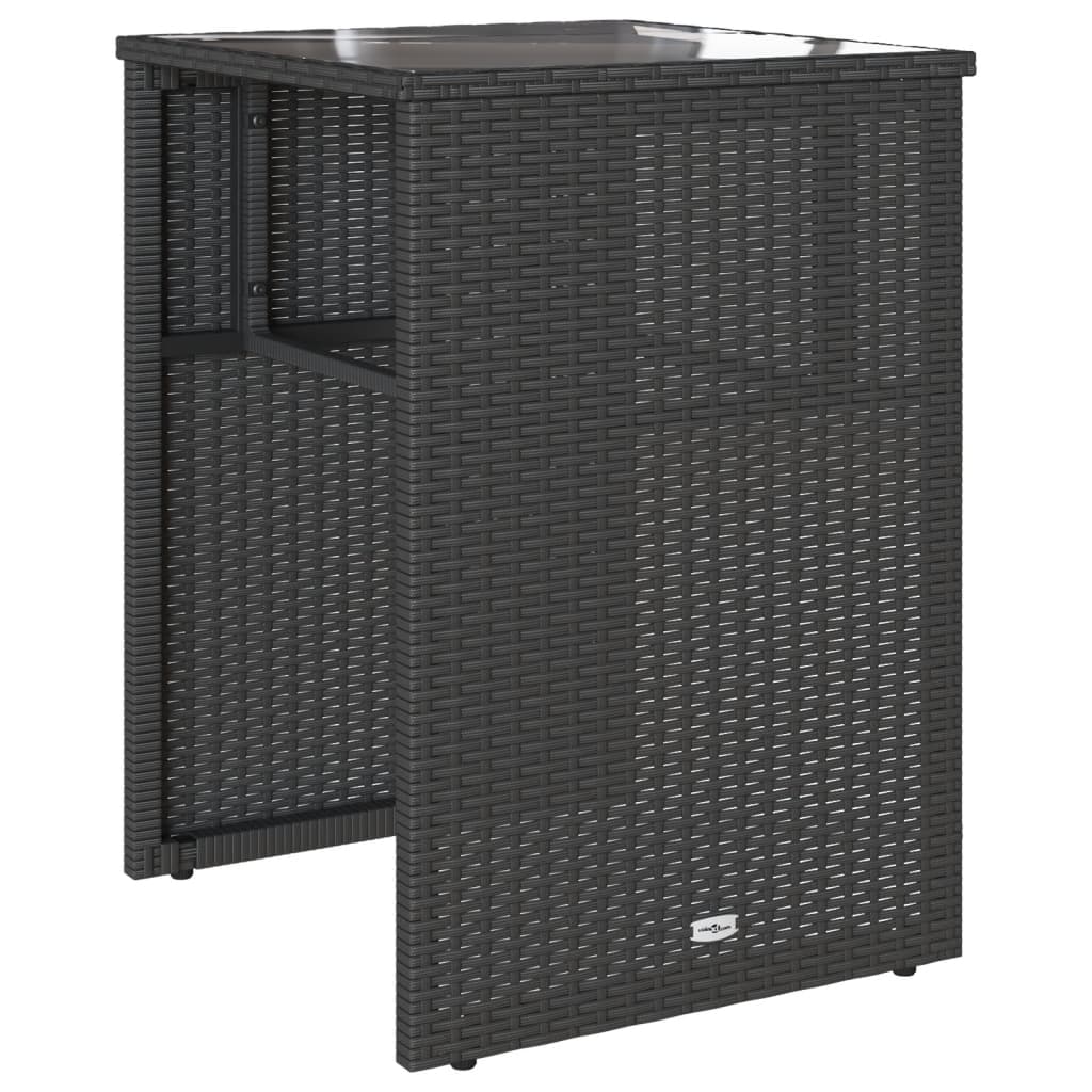 vidaXL Set bistro cu perne, 3 piese, negru, poliratan