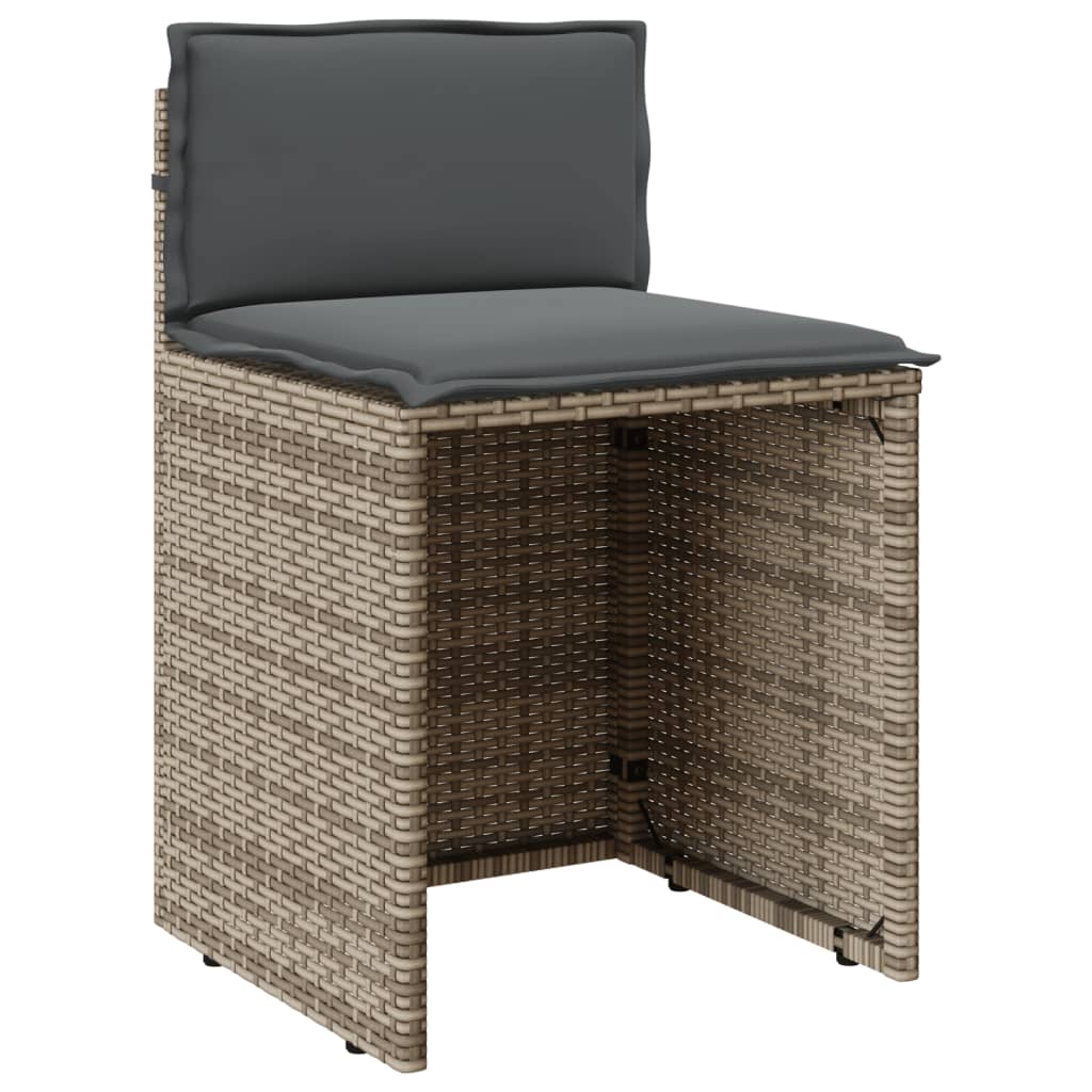 vidaXL Set bistro de grădină cu perne, 3 piese, gri, poliratan vidaXL Set bistro de grădină cu perne, 3 piese, gri, poliratan