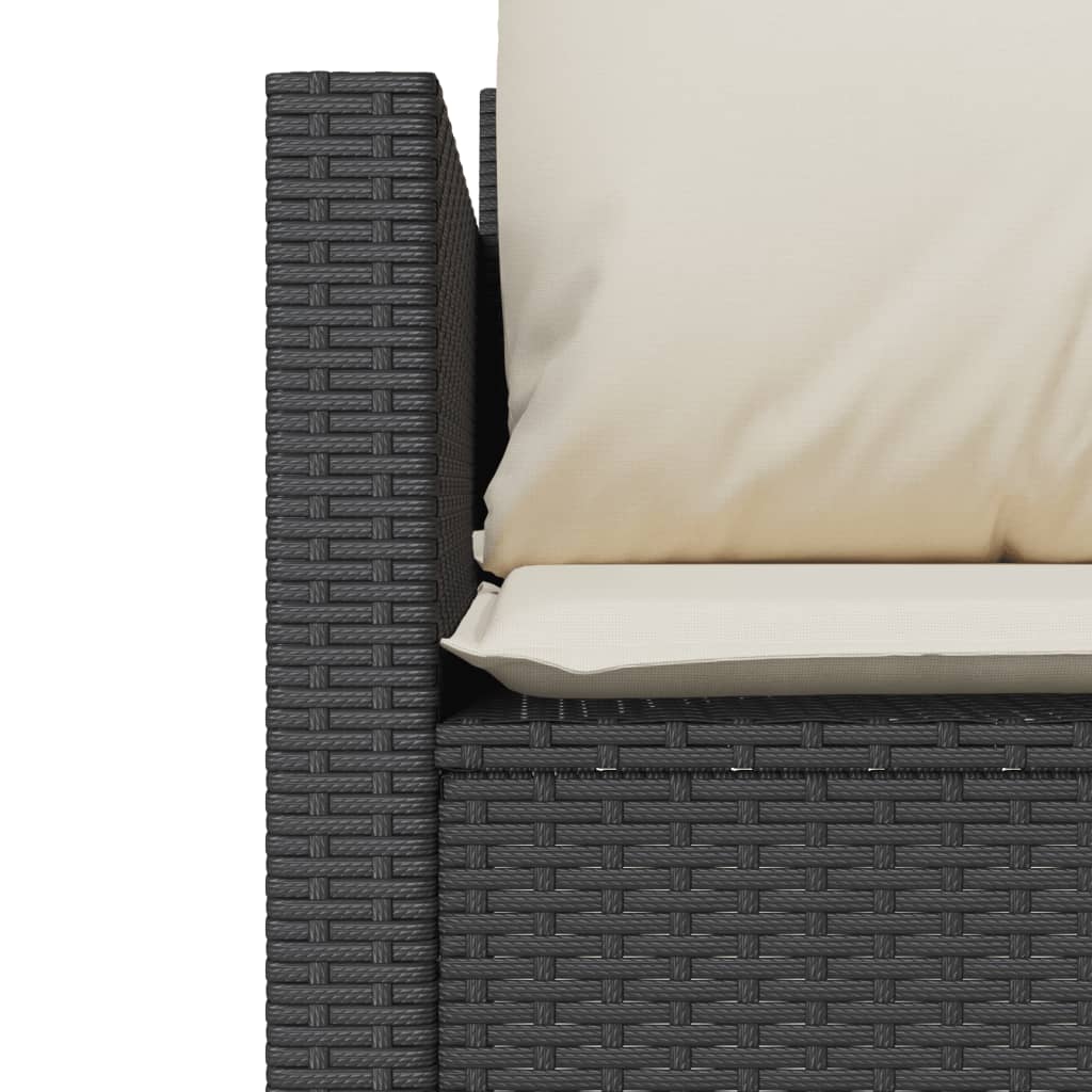 vidaXL Set bistro cu perne, 3 piese, negru, poliratan