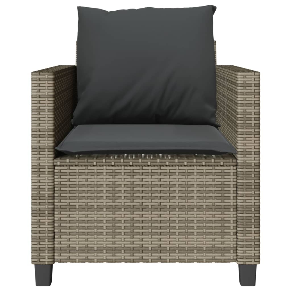 vidaXL Set bistro de grădină cu perne, 3 piese, gri, poliratan vidaXL Set bistro de grădină cu perne, 3 piese, gri, poliratan