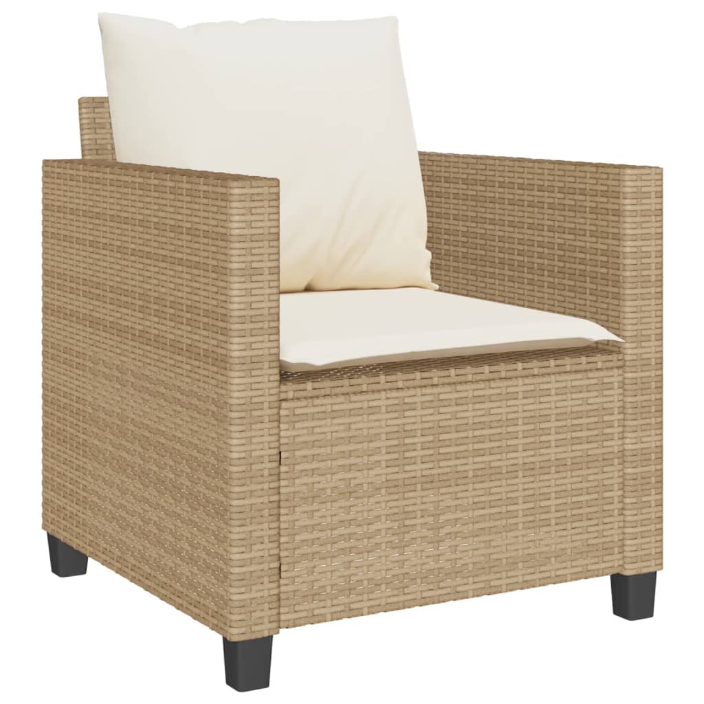 vidaXL Set bistro cu perne, 3 piese, bej, poliratan