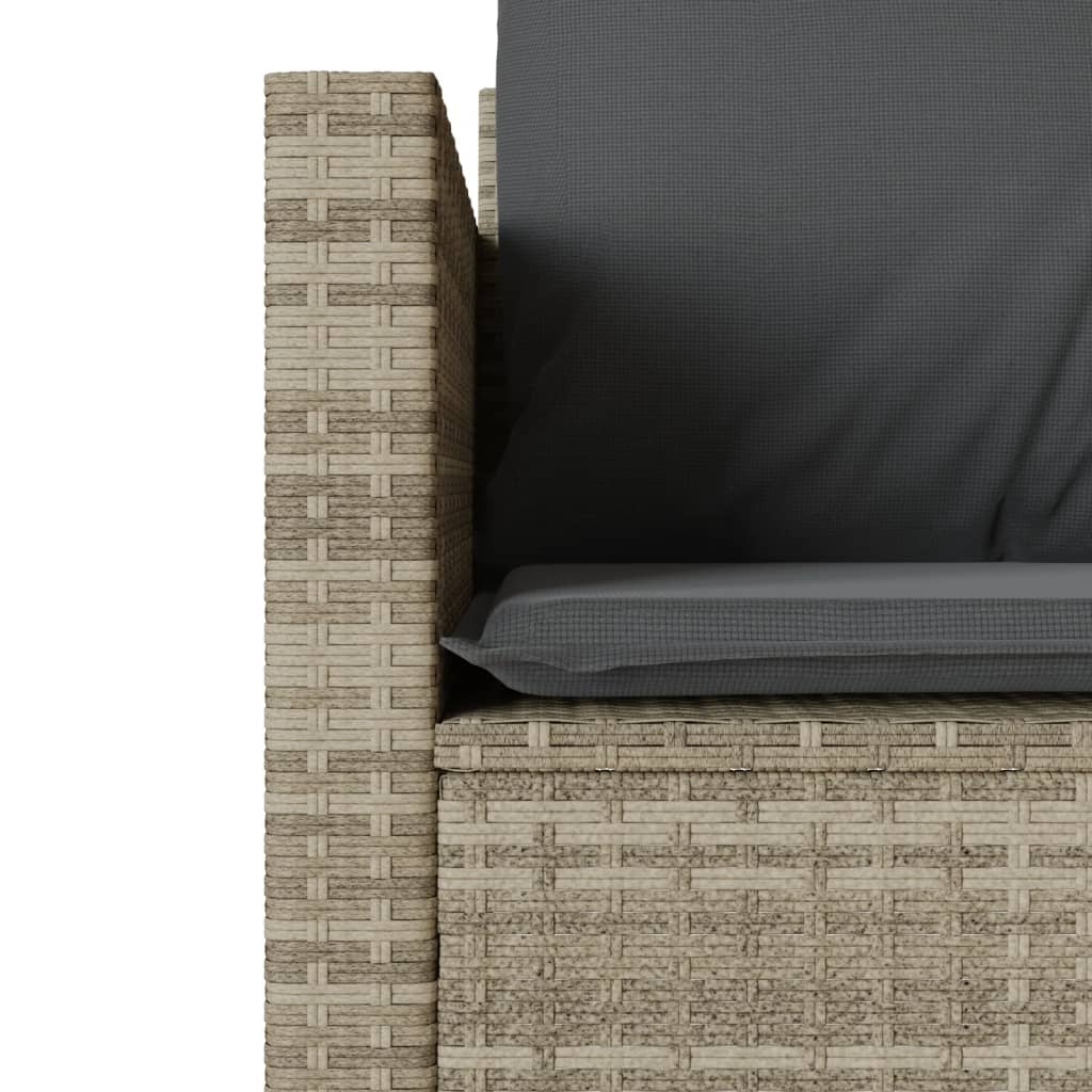 vidaXL Set bistro cu perne, 3 piese, gri deschis, poliratan