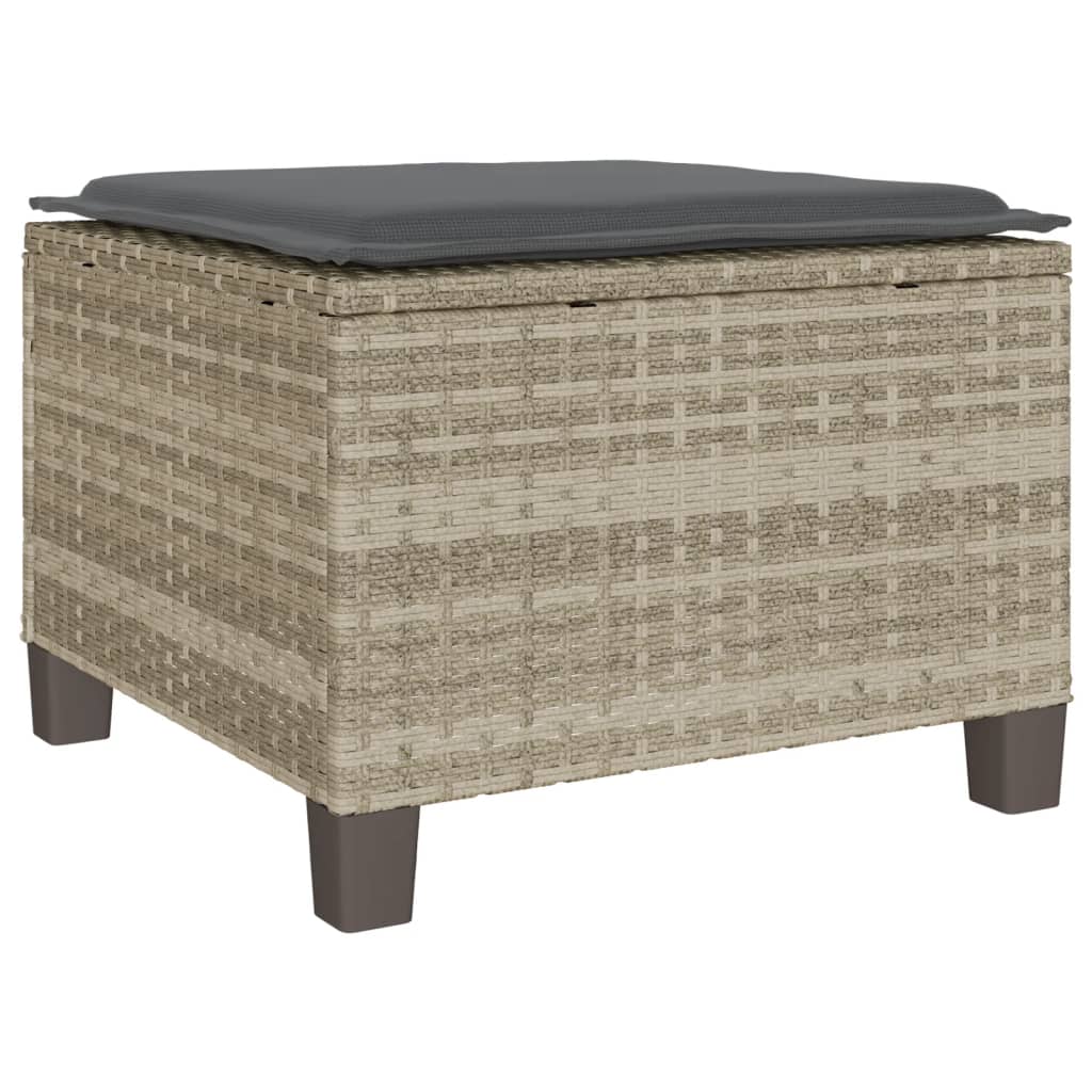 vidaXL Set bistro cu perne, 3 piese, gri deschis, poliratan