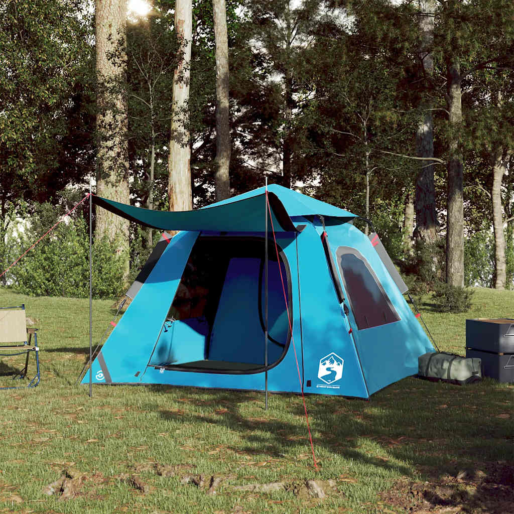 vidaXL Cort de camping cupolă 4 persoane, setare rapidă, albastru