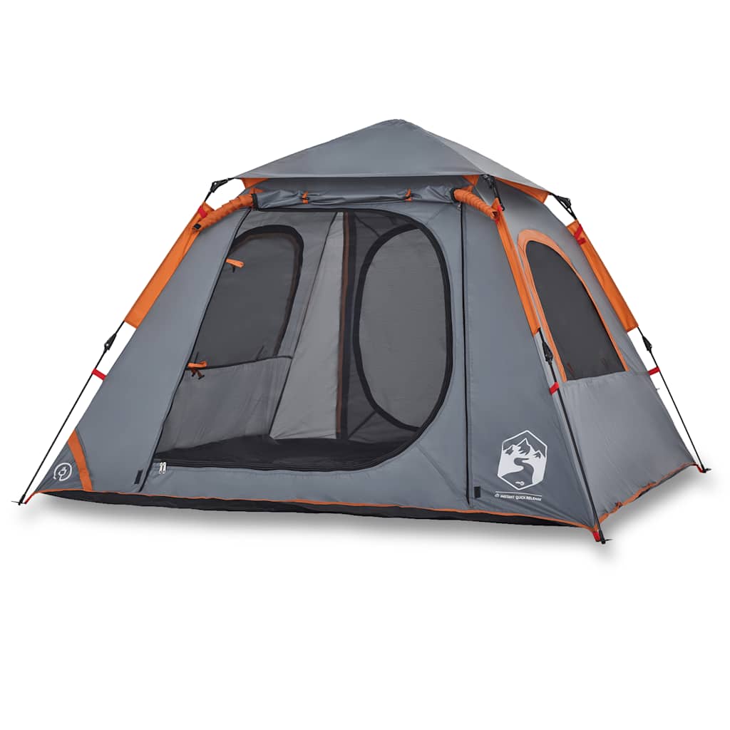 vidaXL Cort camping cupolă 4 persoane, gri/portocaliu, setare rapidă vidaXL Cort camping cupolă 4 persoane, gri/portocaliu, setare rapidă