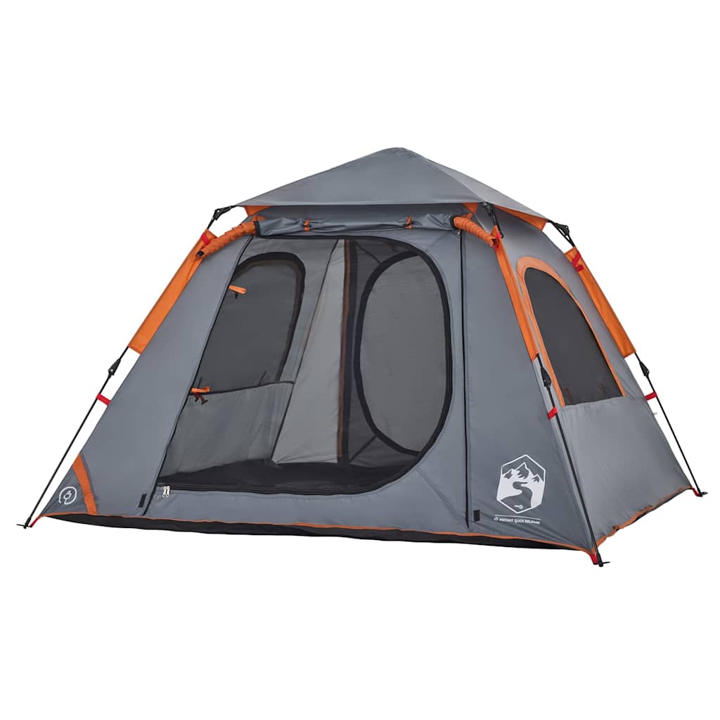 vidaXL Cort camping cupolă 4 persoane, gri/portocaliu, setare rapidă vidaXL Cort camping cupolă 4 persoane, gri/portocaliu, setare rapidă