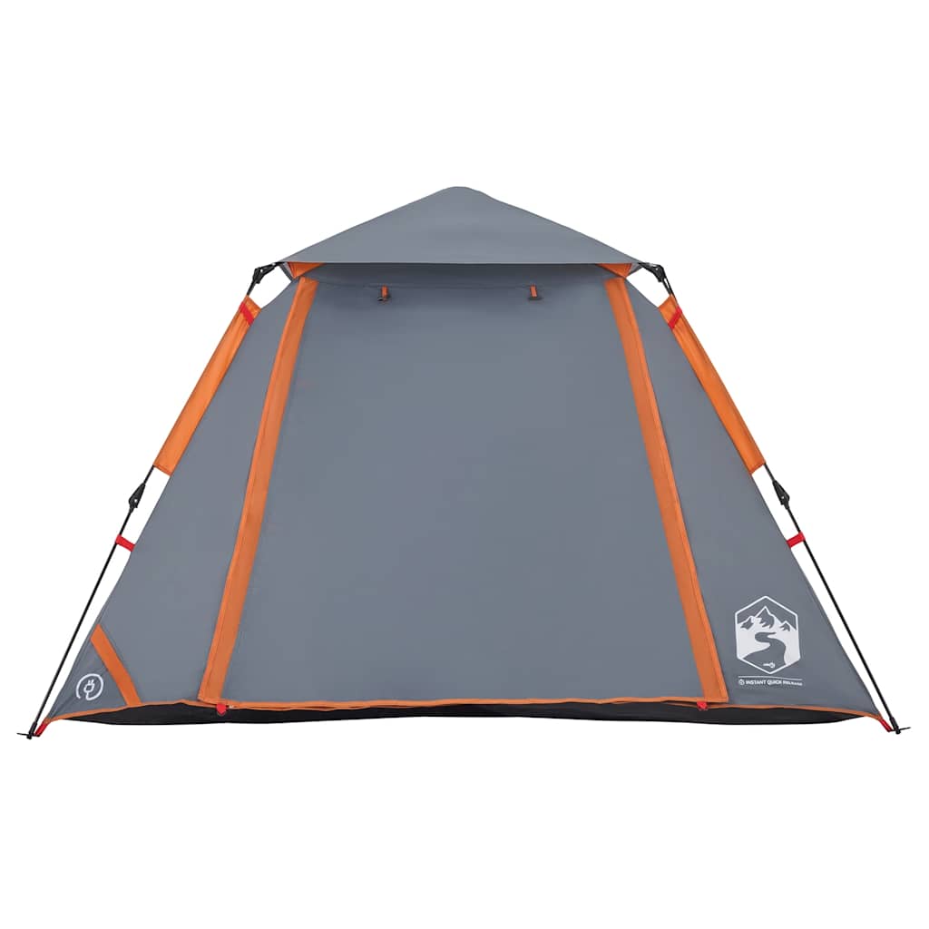 vidaXL Cort camping cupolă 4 persoane, gri/portocaliu, setare rapidă vidaXL Cort camping cupolă 4 persoane, gri/portocaliu, setare rapidă