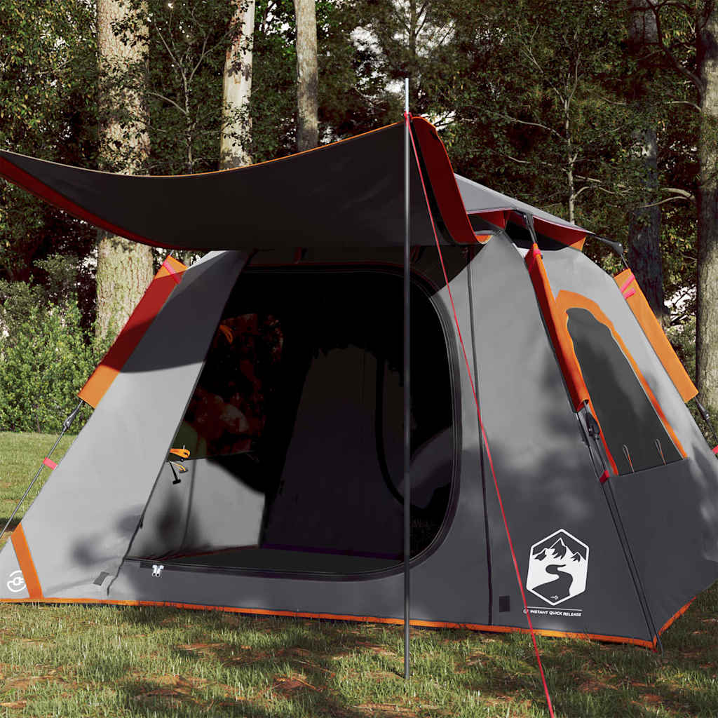 vidaXL Cort camping cupolă 4 persoane, gri/portocaliu, setare rapidă vidaXL Cort camping cupolă 4 persoane, gri/portocaliu, setare rapidă