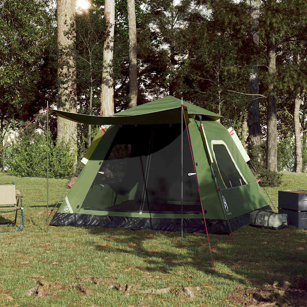 vidaXL Cort de camping cupolă 5 persoane, setare rapidă, verde