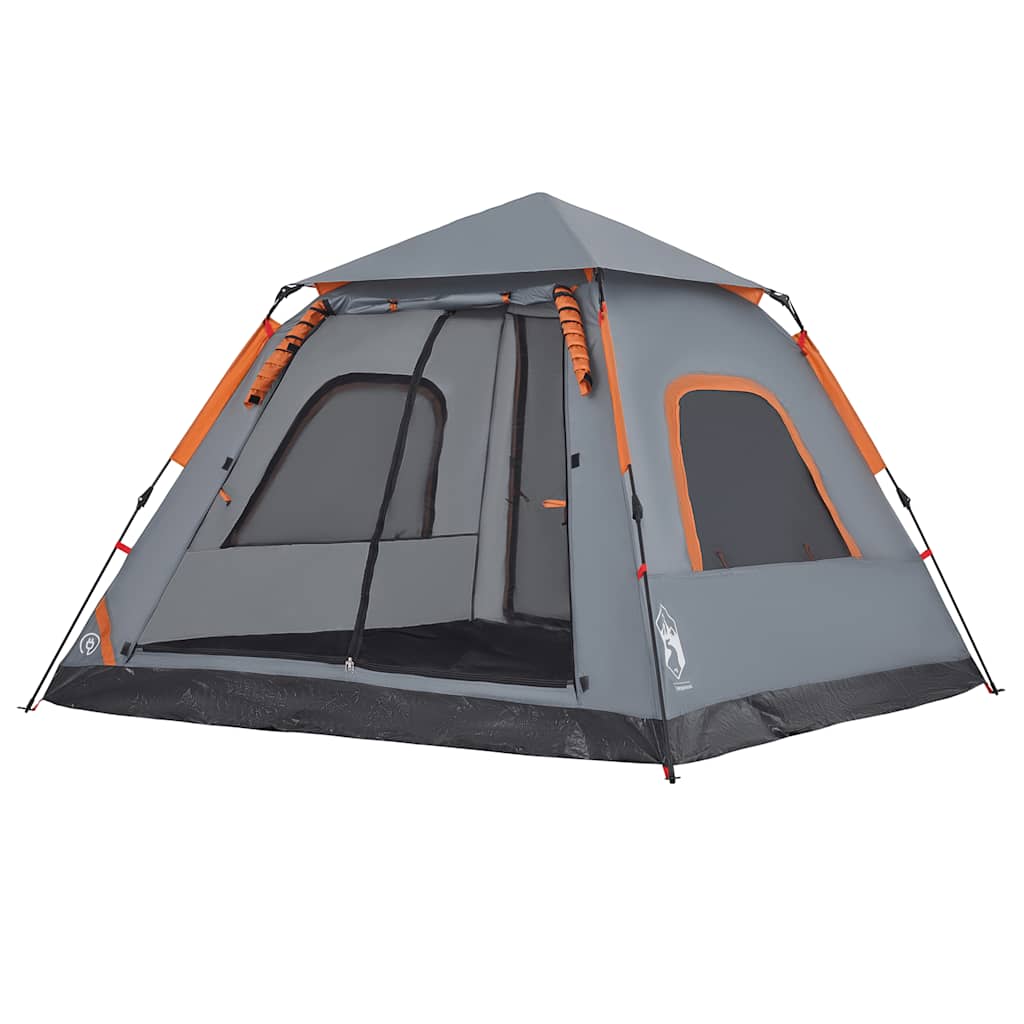 vidaXL Cort camping cupolă 5 persoane, gri/portocaliu, setare rapidă vidaXL Cort camping cupolă 5 persoane, gri/portocaliu, setare rapidă
