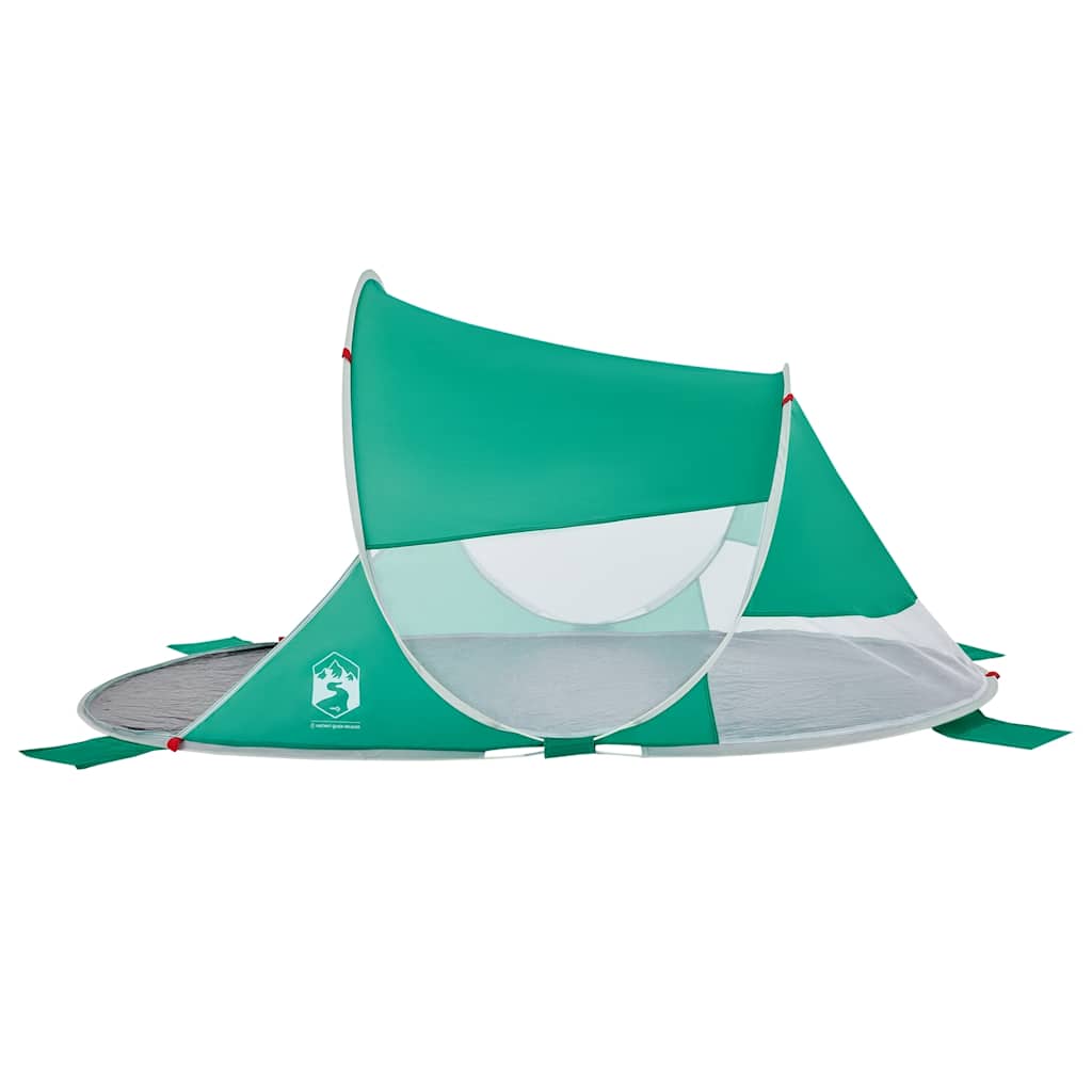 vidaXL Cort de plajă pop-up, verde marin, impermeabil