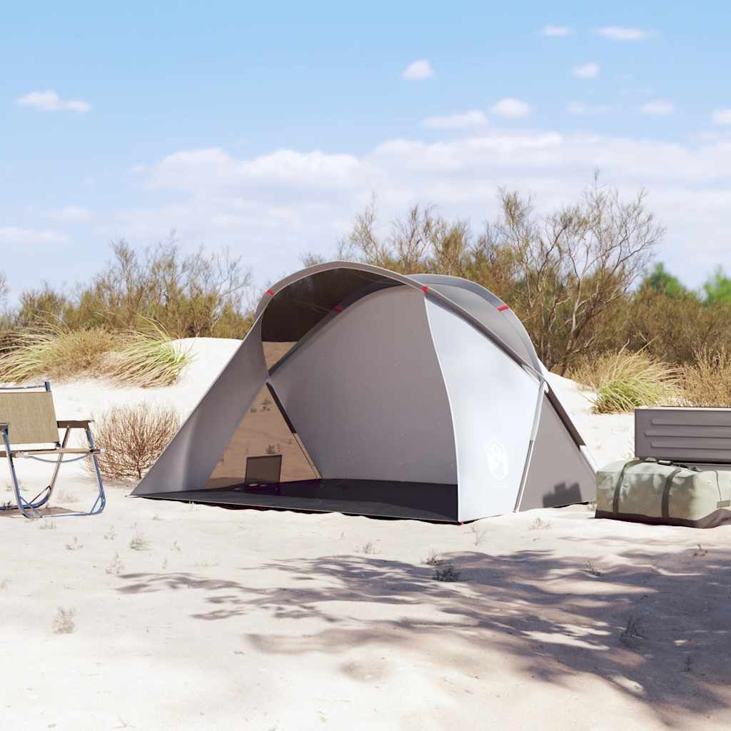 vidaXL Cort de plajă 2 persoane pop-up, gri, impermeabil