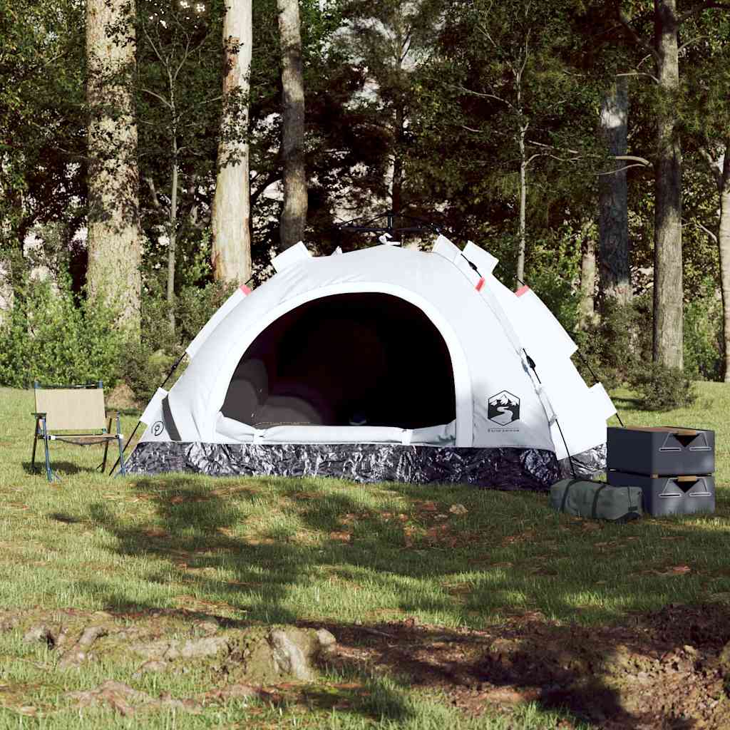 vidaXL Cort de camping 2 persoane, alb opac, setare rapidă, țesătură vidaXL Cort de camping 2 persoane, alb opac, setare rapidă, țesătură