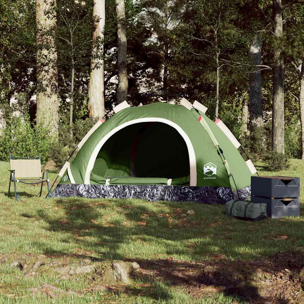 vidaXL Cort de camping pentru 3 persoane, setare rapidă, verde
