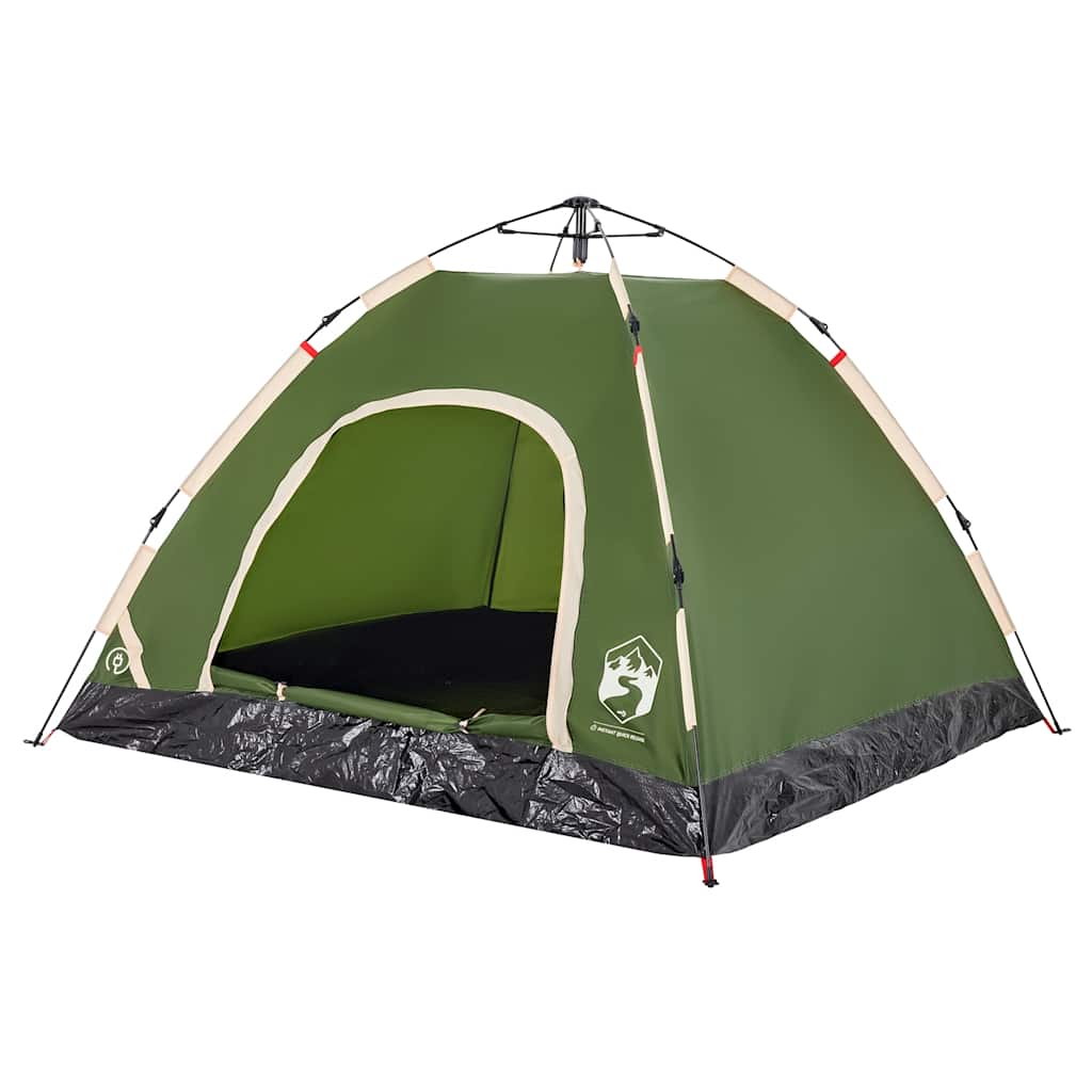 vidaXL Cort de camping pentru 3 persoane, setare rapidă, verde