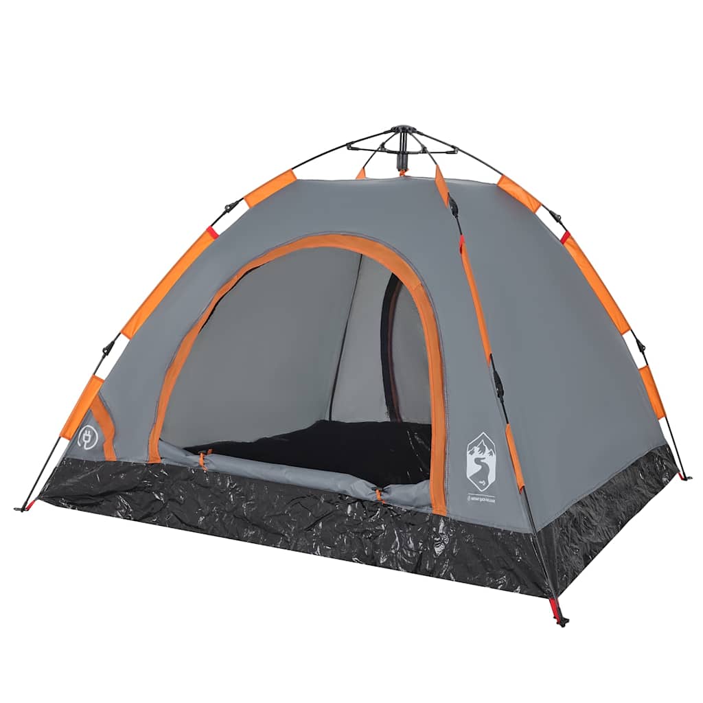 vidaXL Cort de camping, 3 persoane, gri/portocaliu, setare rapidă vidaXL Cort de camping, 3 persoane, gri/portocaliu, setare rapidă