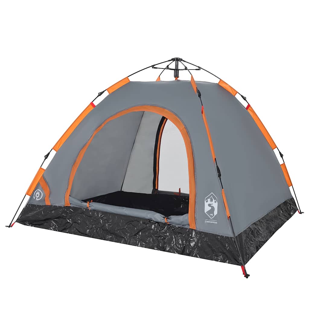 vidaXL Cort de camping, 3 persoane, gri/portocaliu, setare rapidă vidaXL Cort de camping, 3 persoane, gri/portocaliu, setare rapidă