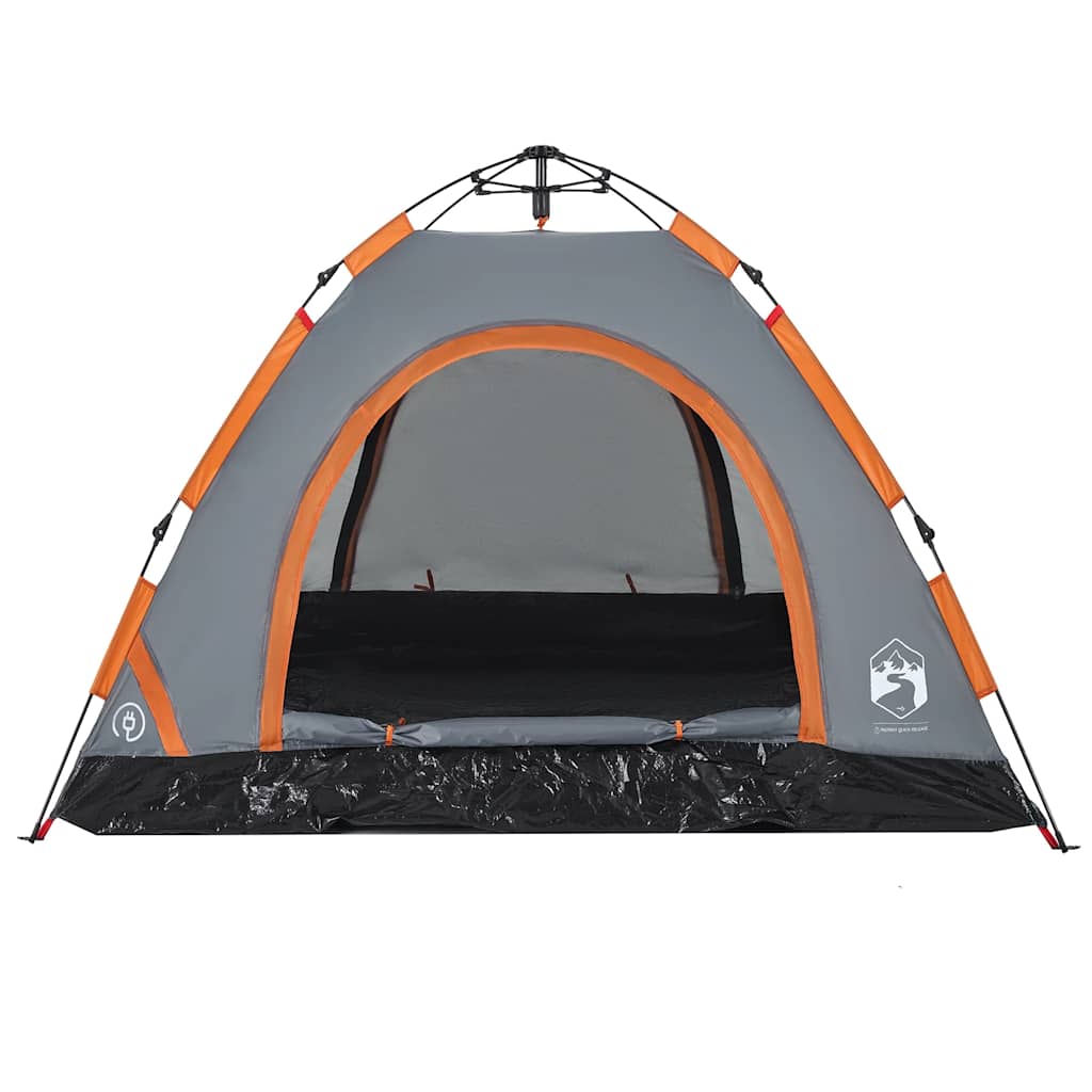 vidaXL Cort de camping, 3 persoane, gri/portocaliu, setare rapidă vidaXL Cort de camping, 3 persoane, gri/portocaliu, setare rapidă