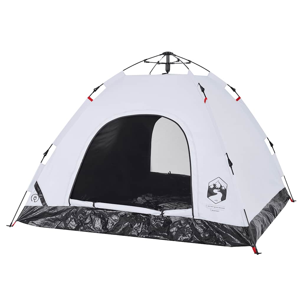 vidaXL Cort de camping 3 persoane, alb opac, setare rapidă, țesătură vidaXL Cort de camping 3 persoane, alb opac, setare rapidă, țesătură