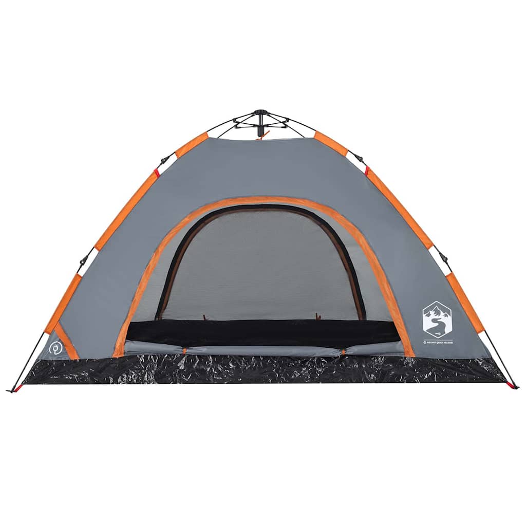 vidaXL Cort de camping, 4 persoane, gri/portocaliu, setare rapidă