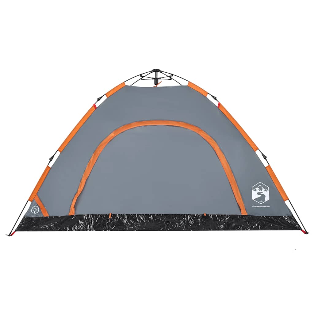 vidaXL Cort de camping, 4 persoane, gri/portocaliu, setare rapidă