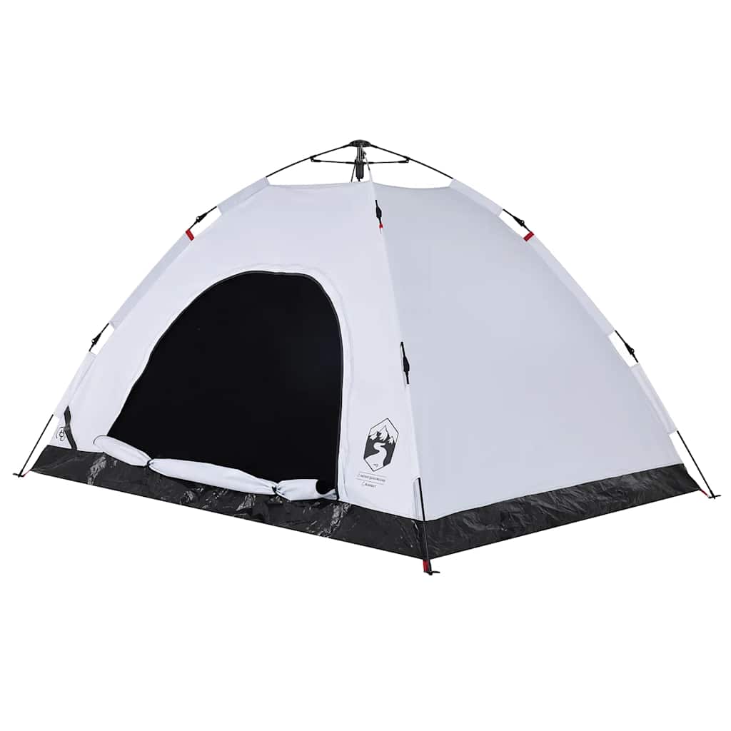 vidaXL Cort de camping 4 persoane, alb opac, setare rapidă, țesătură vidaXL Cort de camping 4 persoane, alb opac, setare rapidă, țesătură