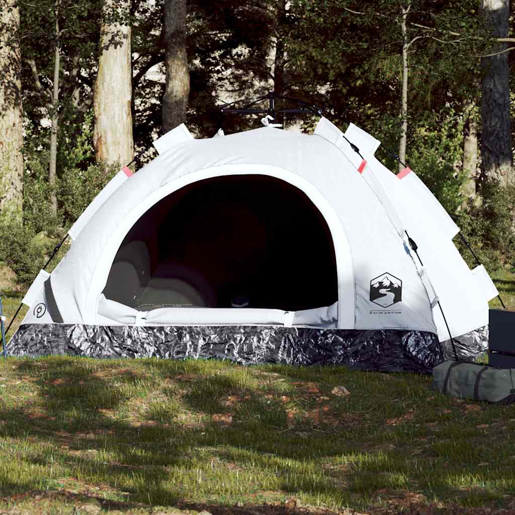 vidaXL Cort de camping 4 persoane, alb opac, setare rapidă, țesătură vidaXL Cort de camping 4 persoane, alb opac, setare rapidă, țesătură