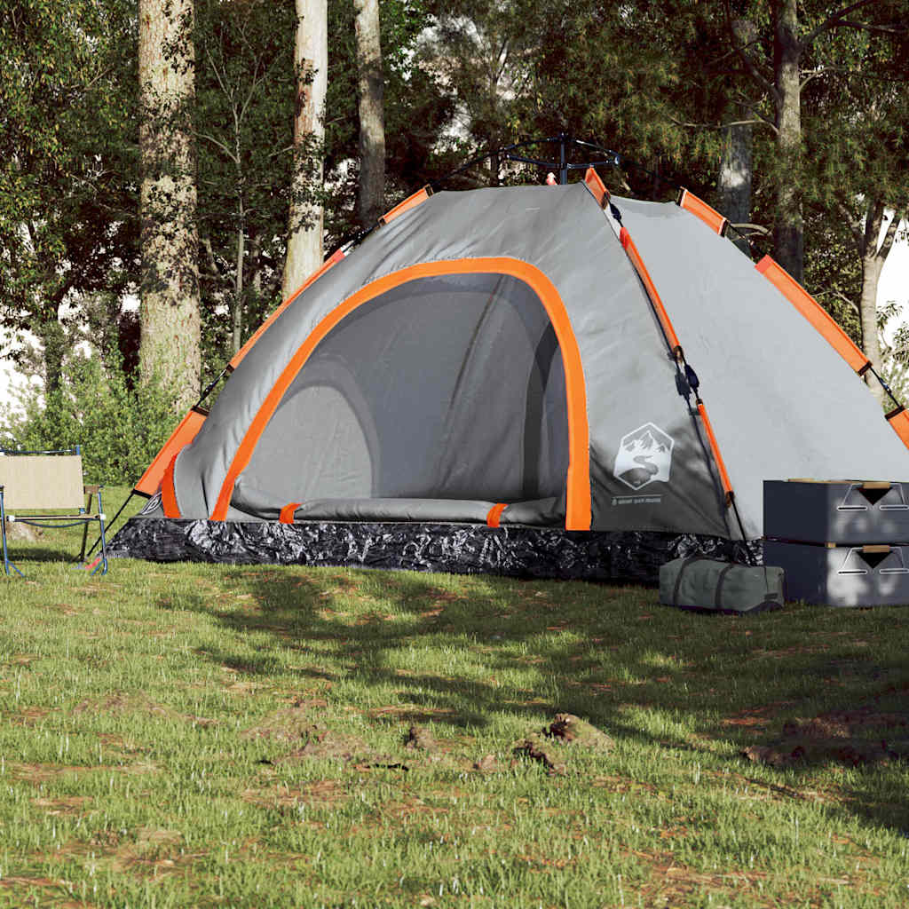 vidaXL Cort camping, 5 persoane, gri/oranj, setare rapidă vidaXL Cort camping, 5 persoane, gri/oranj, setare rapidă