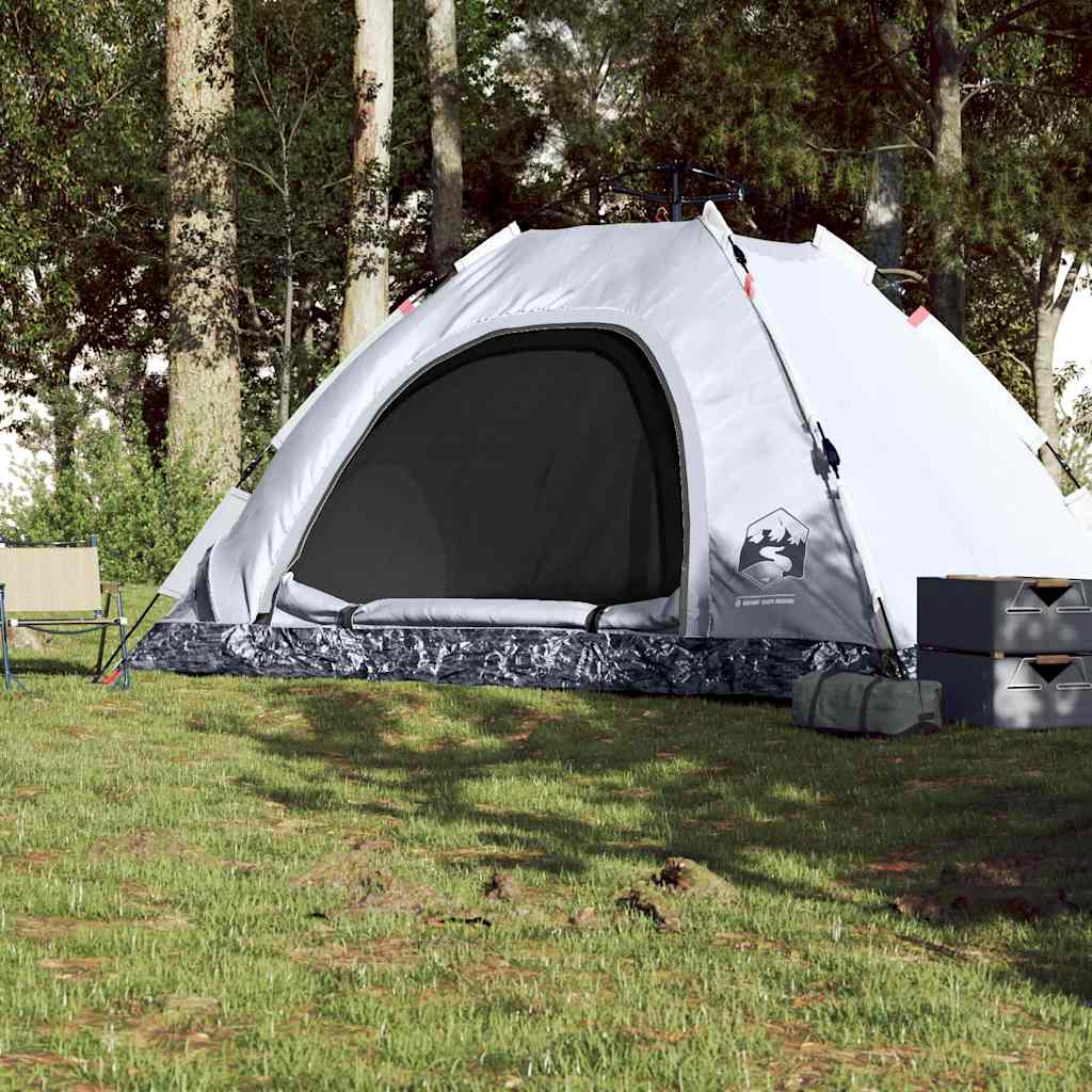 vidaXL Cort de camping 5 persoane, alb opac, setare rapidă, țesătură vidaXL Cort de camping 5 persoane, alb opac, setare rapidă, țesătură