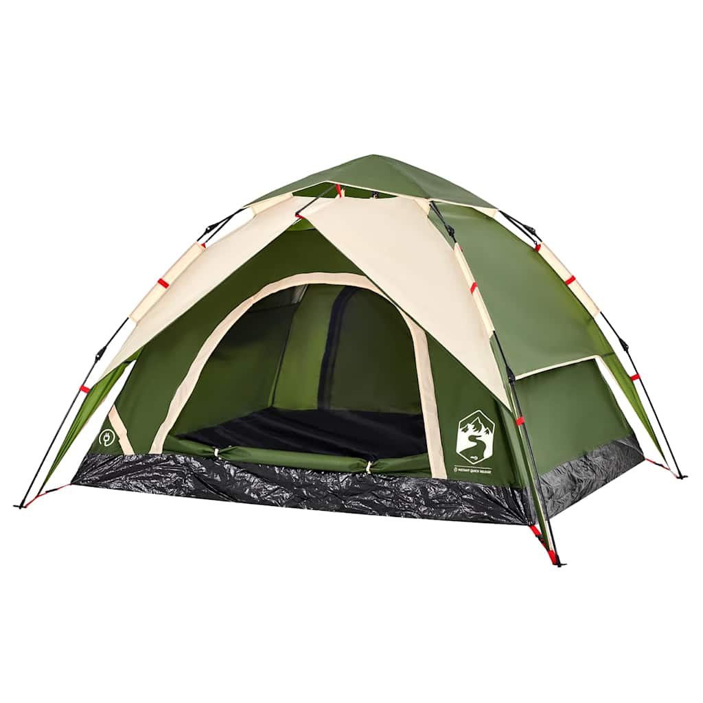 vidaXL Cort de camping cupolă 3 persoane, setare rapidă, verde
