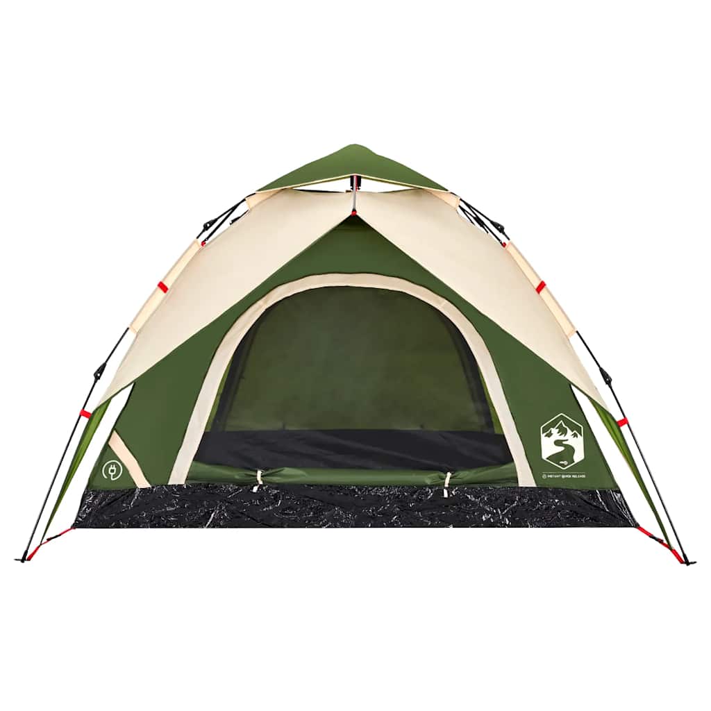 vidaXL Cort de camping cupolă 3 persoane, setare rapidă, verde