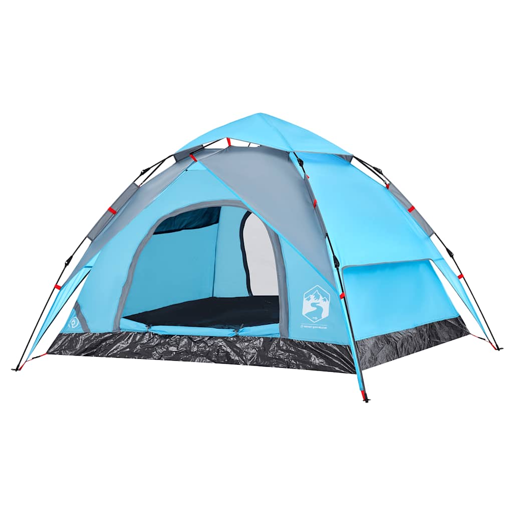 vidaXL Cort de camping cupolă 3 persoane, setare rapidă, albastru