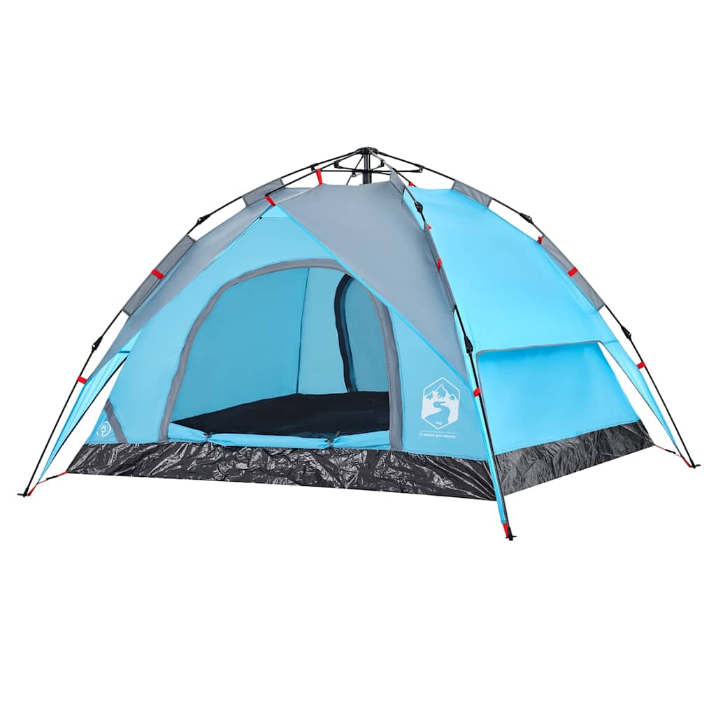 vidaXL Cort de camping cupolă 3 persoane, setare rapidă, albastru