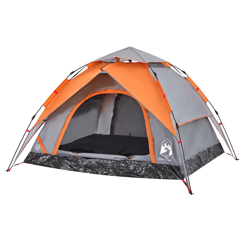 vidaXL Cort camping cupolă 3 persoane, gri/portocaliu, setare rapidă vidaXL Cort camping cupolă 3 persoane, gri/portocaliu, setare rapidă