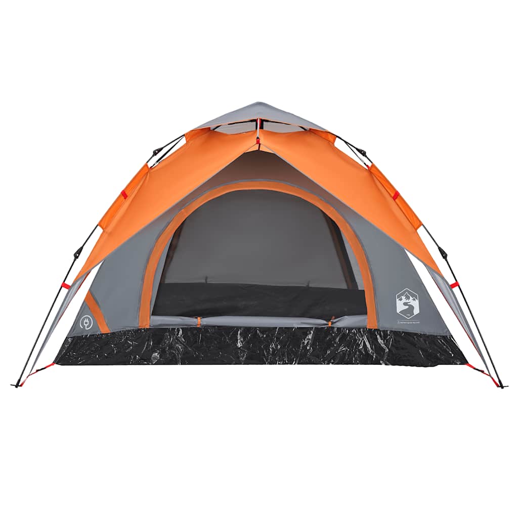 vidaXL Cort camping cupolă 3 persoane, gri/portocaliu, setare rapidă vidaXL Cort camping cupolă 3 persoane, gri/portocaliu, setare rapidă