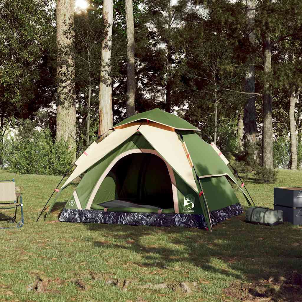 vidaXL Cort de camping cupolă 4 persoane, setare rapidă, verde