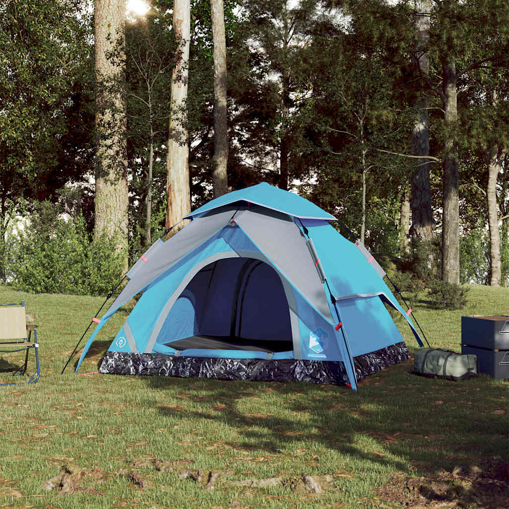 vidaXL Cort de camping cupolă 4 persoane, setare rapidă, albastru