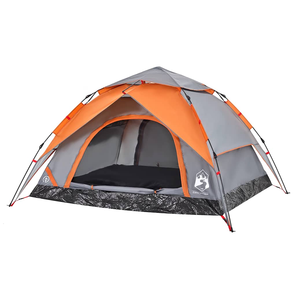 vidaXL Cort camping cupolă 4 persoane, gri/portocaliu, setare rapidă vidaXL Cort camping cupolă 4 persoane, gri/portocaliu, setare rapidă