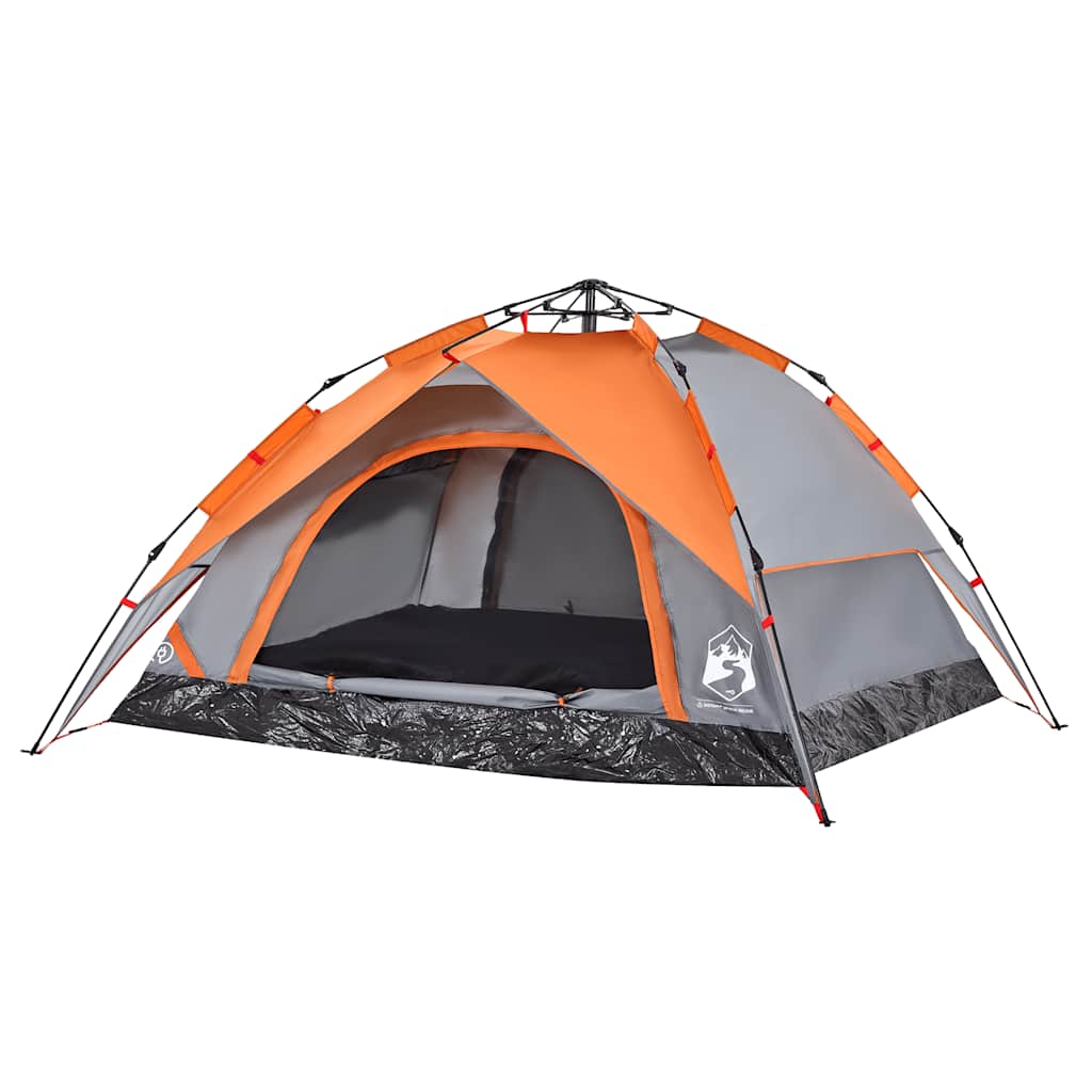 vidaXL Cort camping cupolă 4 persoane, gri/portocaliu, setare rapidă vidaXL Cort camping cupolă 4 persoane, gri/portocaliu, setare rapidă