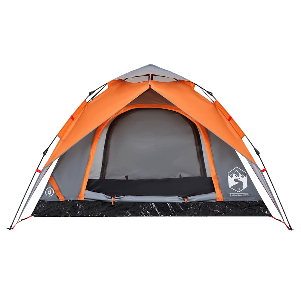vidaXL Cort camping cupolă 4 persoane, gri/portocaliu, setare rapidă vidaXL Cort camping cupolă 4 persoane, gri/portocaliu, setare rapidă